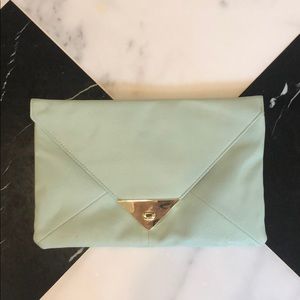 ASOS mint green pleather envelope clutch